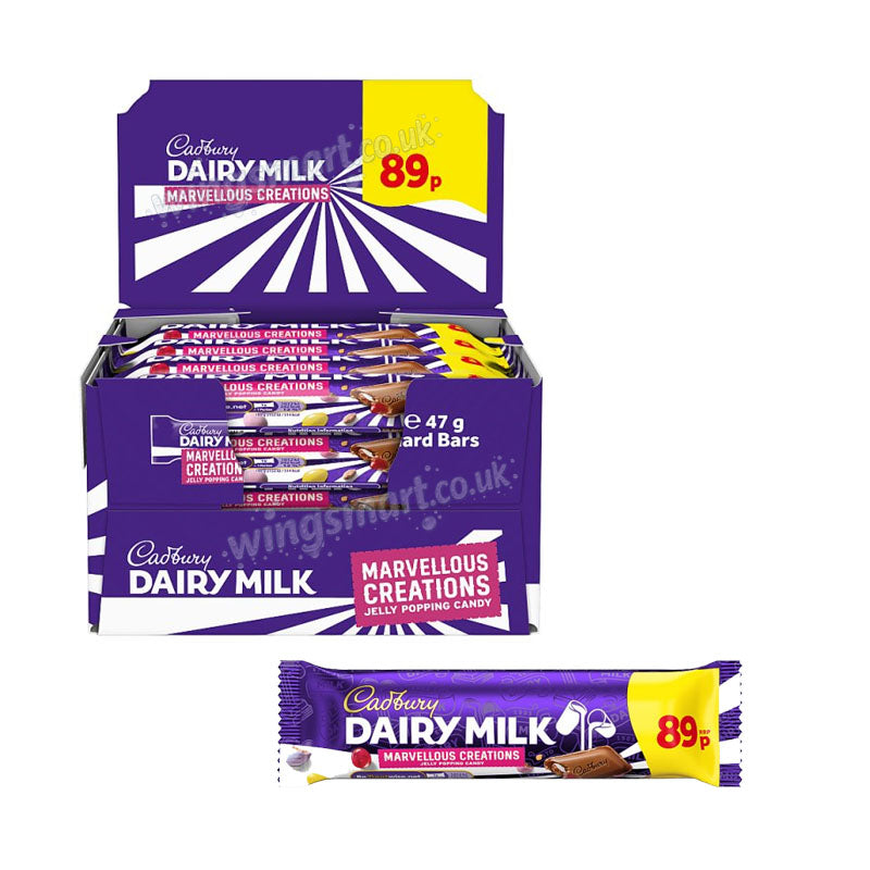 Cadbury Dairy Milk Marvellous Creations Jelly Popping Candy 47g PMP Box of 24 Bars
