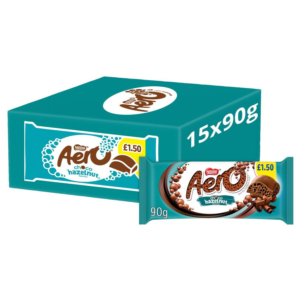 Aero Hazelnut Chocolate Sharing Bar PMP 15 x 90g Full Box