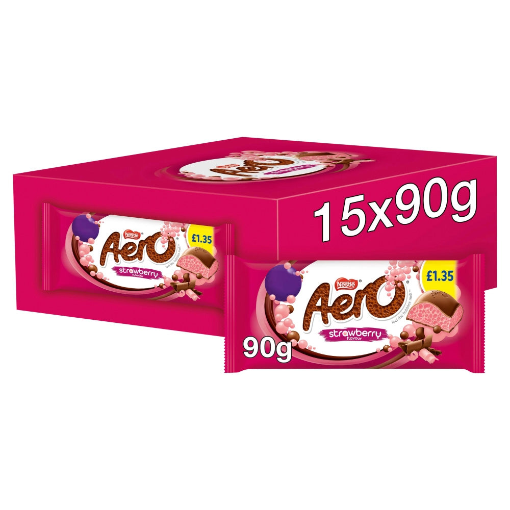 Aero Strawberry Chocolate Sharing Bar 90g (Box Of 15) – WingsMart