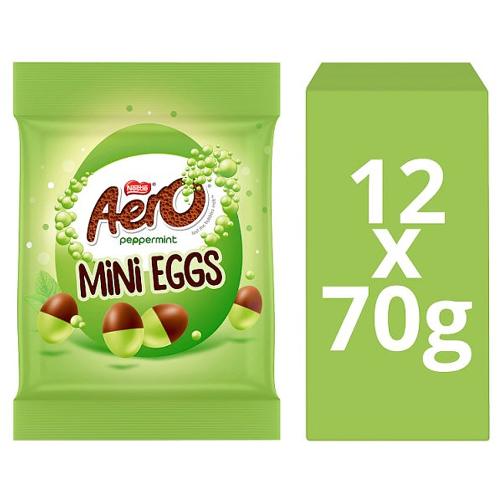 Aero Peppermint Milk Chocolate Easter Mini Eggs 70g (Pack of 12)