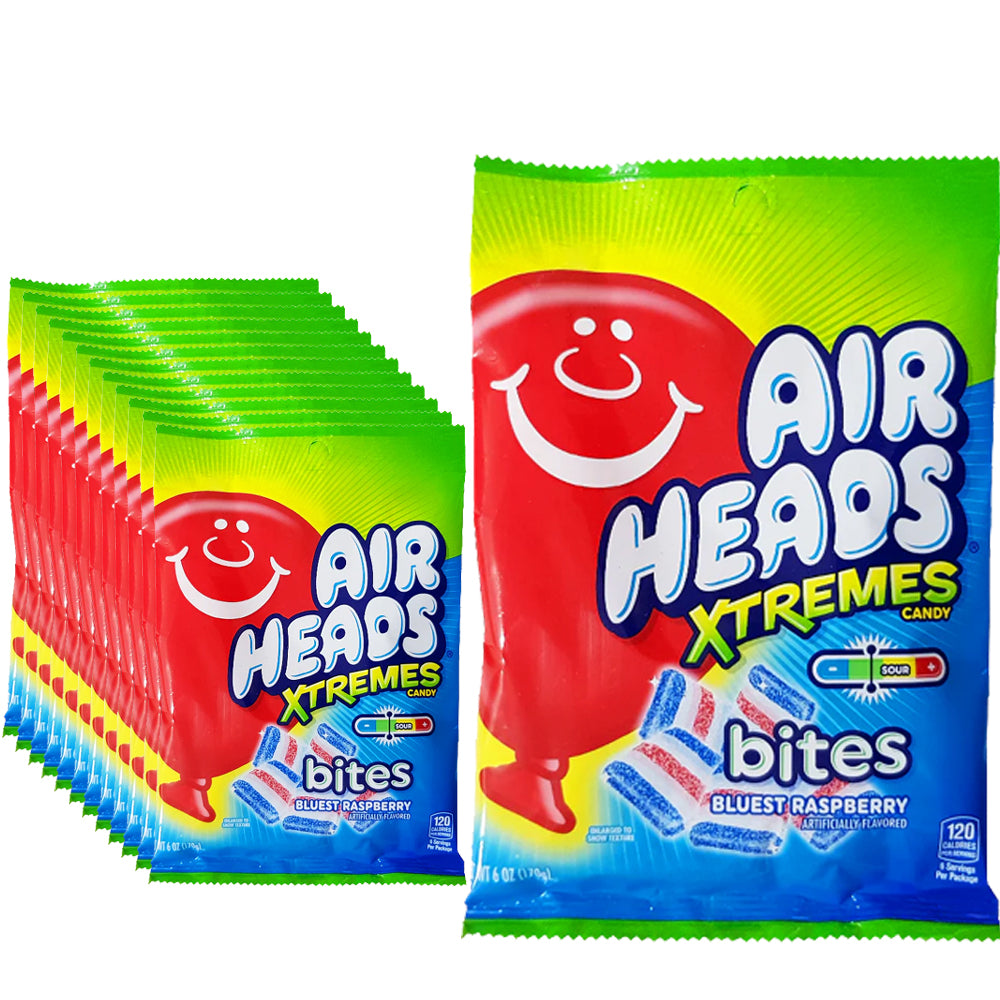 Airheads Xtremes Bluest Raspberry Bites – 12 x 170g Bags | Sour Candy Bulk Pack