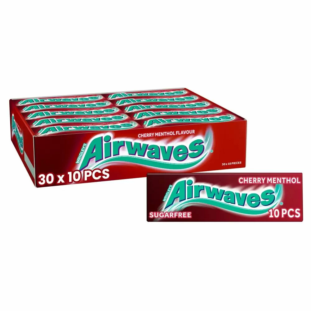 Wrigley's Airwaves Cherry Menthol Sugar Free Chewing Gum 10 Pieces 14g (Box of 30) - WingsMart