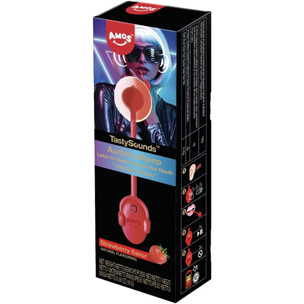 AMOS TastySounds Audio Lollipop – Strawberry Flavour (12 g)