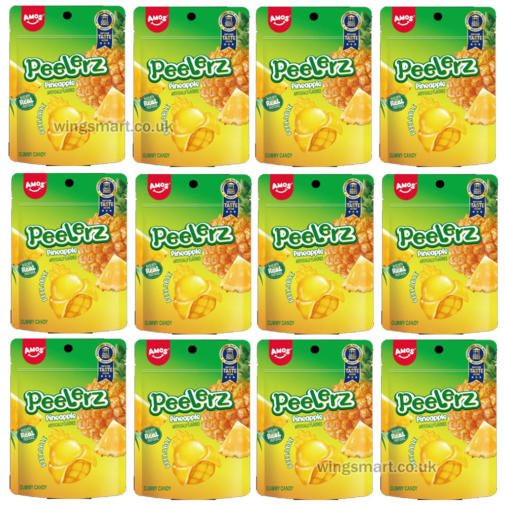 Amos Peelerz Peelable Gummy Fruit Candy 65g x 12 – Choose Your Flavour