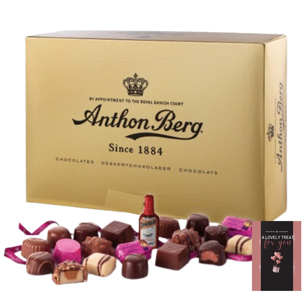 Anthon Berg Christmas Marzipan Gift Set  Marzipan Advent Calendar Raspberry Orange Liqueur & Luxury Gold Chocolate Box