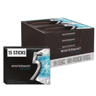 5 Gum Wintermint Ascent Sugarfree - 15pc / 10ct