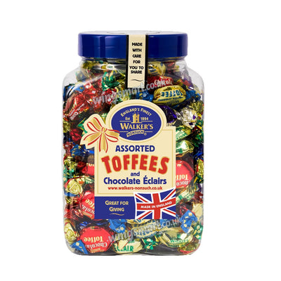 Walker's Nonsuch 1.25kg Eclairs Jars Assorted Toffee & Chocolate and Milk Chocolate Varieties