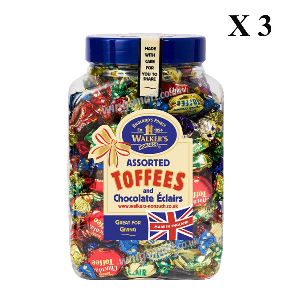 Walker's Nonsuch 1.25kg Eclairs Jars Assorted Toffee & Chocolate and Milk Chocolate Varieties