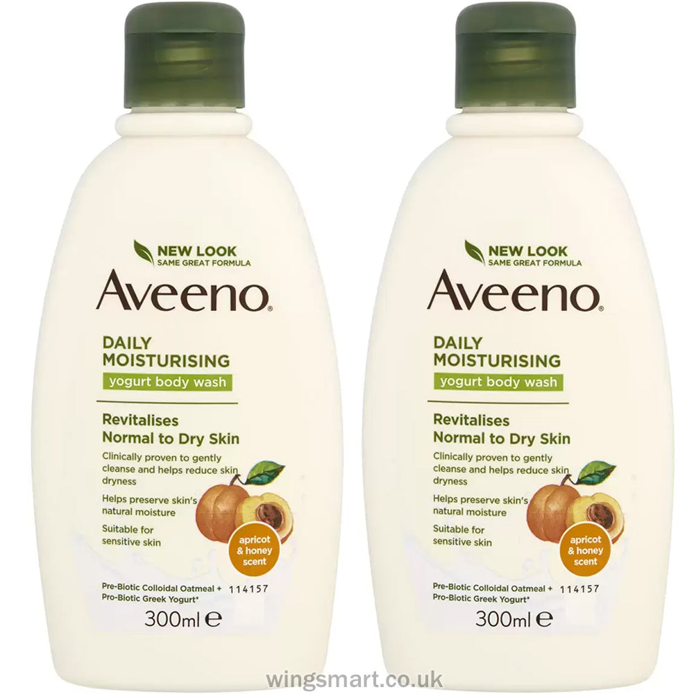 Aveeno Daily Moisturising Body Wash Apricot & Honey, 2 x 300ml