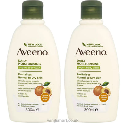 Aveeno Daily Moisturising Body Wash Apricot & Honey, 2 x 300ml