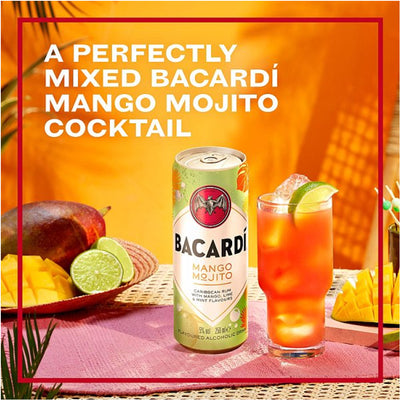 BACARDÍ Mango Mojito Premix Rum Cocktail, 25cl (Case of 12)