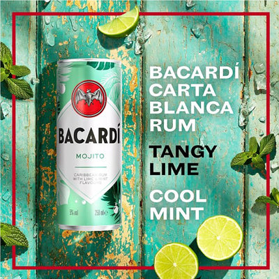 BACARDÍ Mojito Premix Rum Cocktail, 25cl (Case of 12)