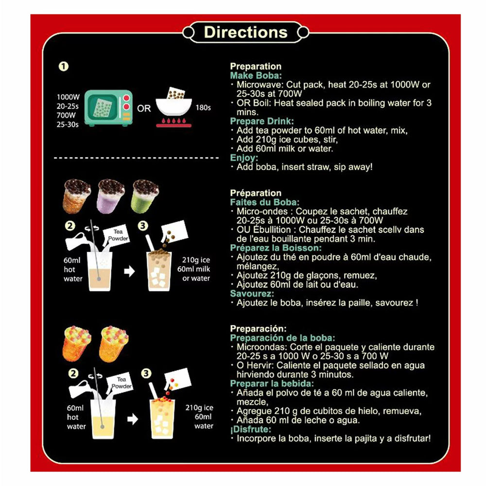 JWAY Taiwan Boba Tea Kit – 10 Sets (5 Authentic Flavours)