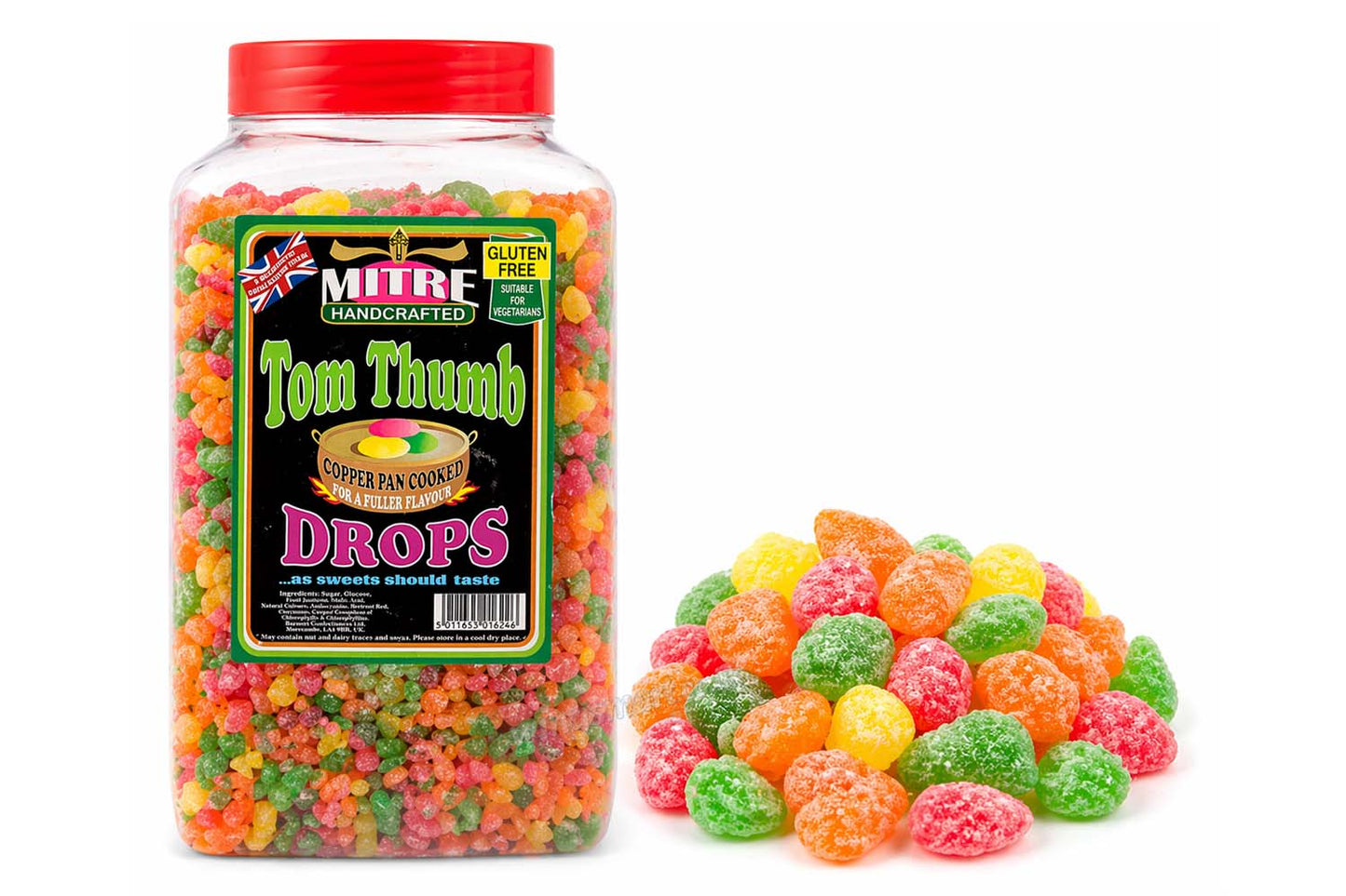 Barnetts Tom Thumb Drops Fruit Boiled Sweets Jar 3kg