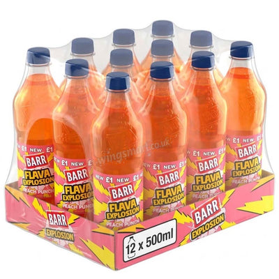 Barr Flava Explosion Peach Punch No Sugar Soft Drink 500ml (12 Pack)
