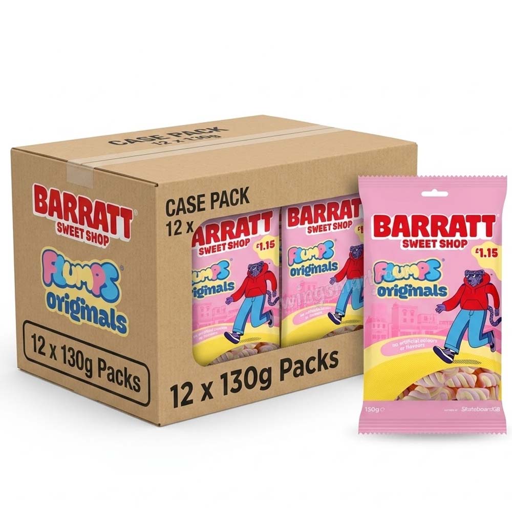 Barratt Sweet Shop Flumps Originals Marshmallow Twists 130g Bag (12 Pack Box)