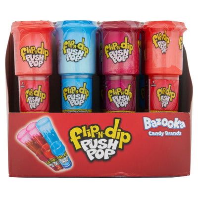 Bazooka Push Pop Flip-N-Dip Candy – 25g (Pack of 12)