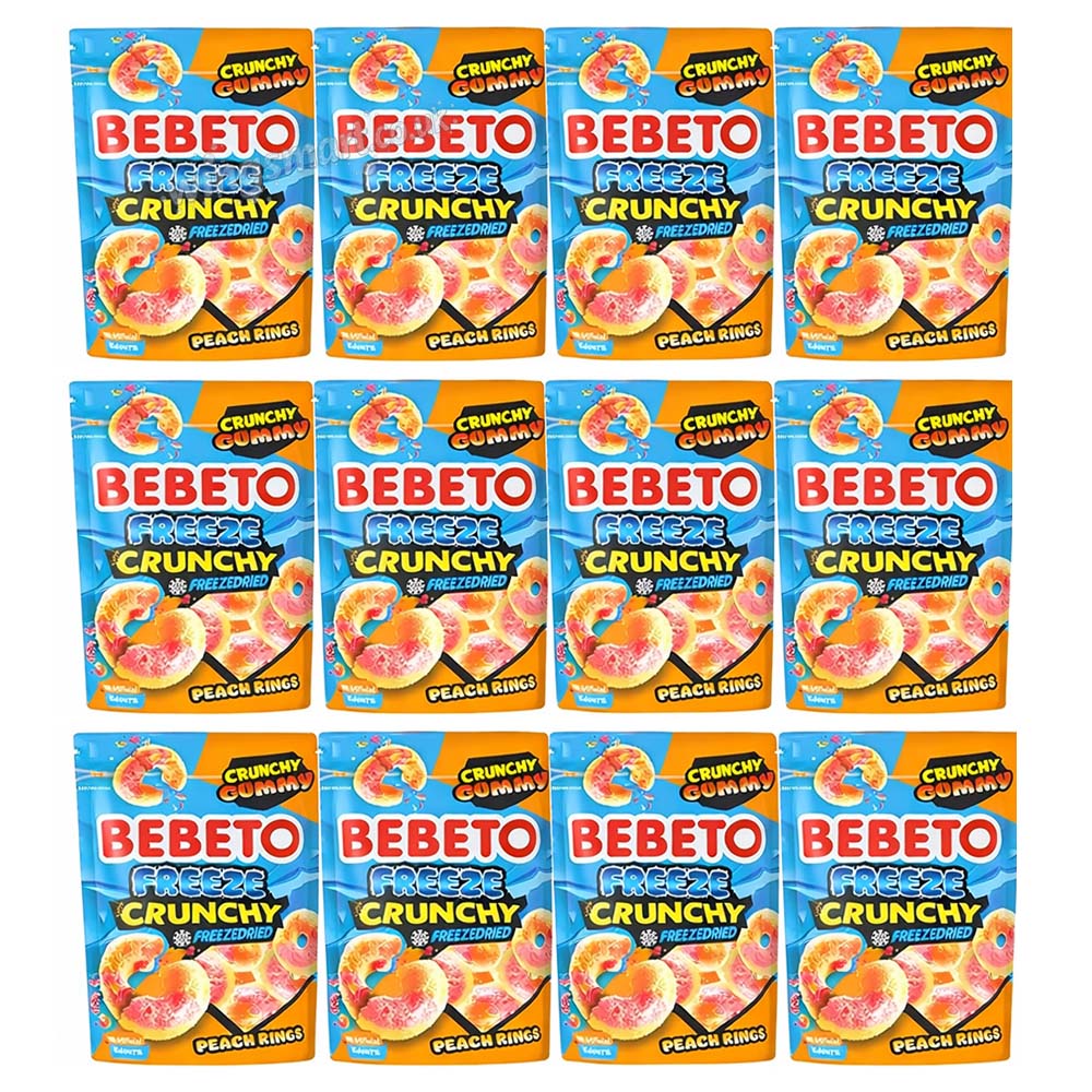 Bebeto Freeze Dried Crunchy Peach Rings 35g (Box of 12 Packs)