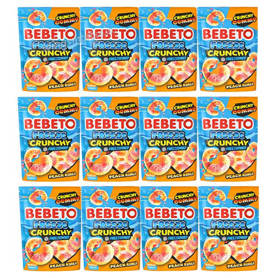 Bebeto Freeze Dried Crunchy Peach Rings 35g (Box of 12 Packs)