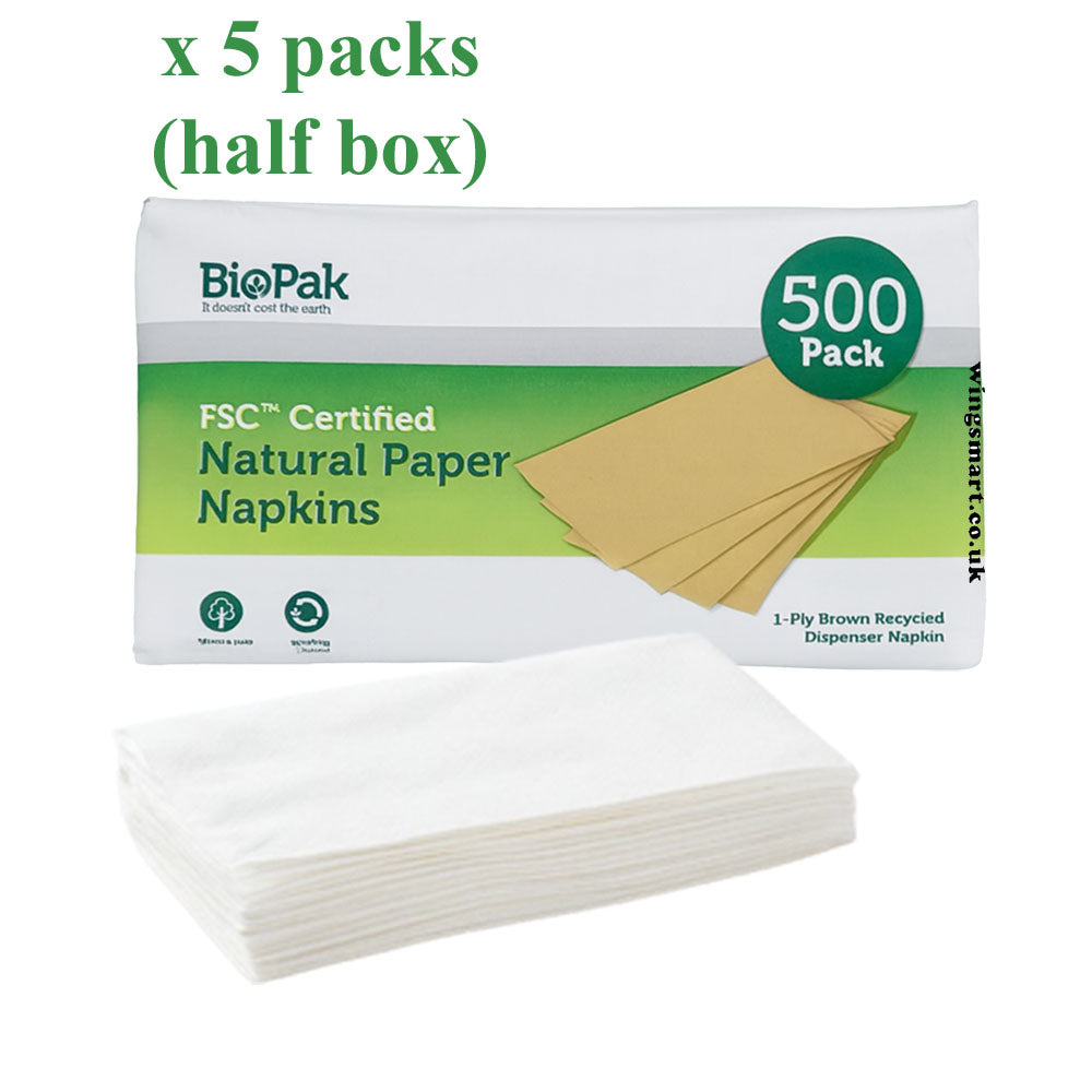 BioPak Natural Paper Serviettes Eco-Friendly Disposable Paper 500 Towels