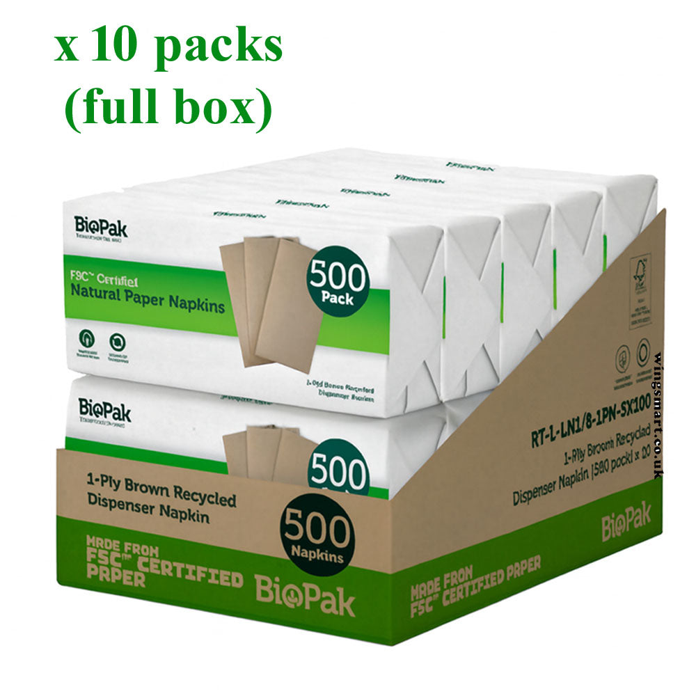 BioPak Natural Paper Serviettes Eco-Friendly Disposable Paper 500 Towels