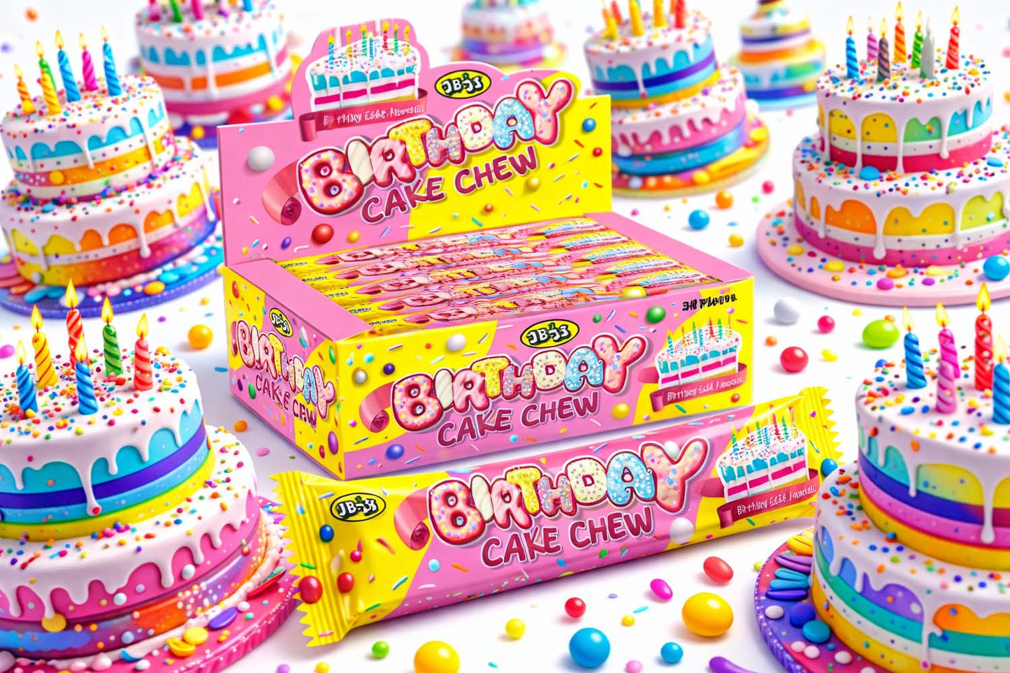 Birthday Cake Chew Bar 20g – 24 Count Box