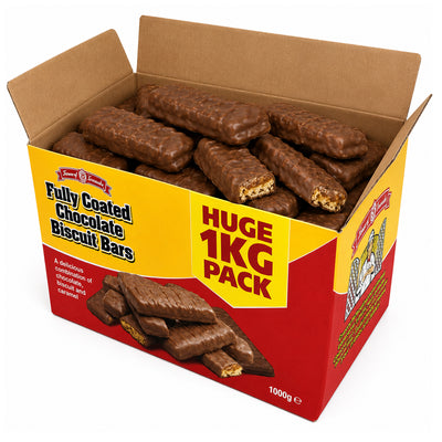 Fully Coated Chocolate Biscuit Bars Assorted Mix – 1kg Bulk Pack