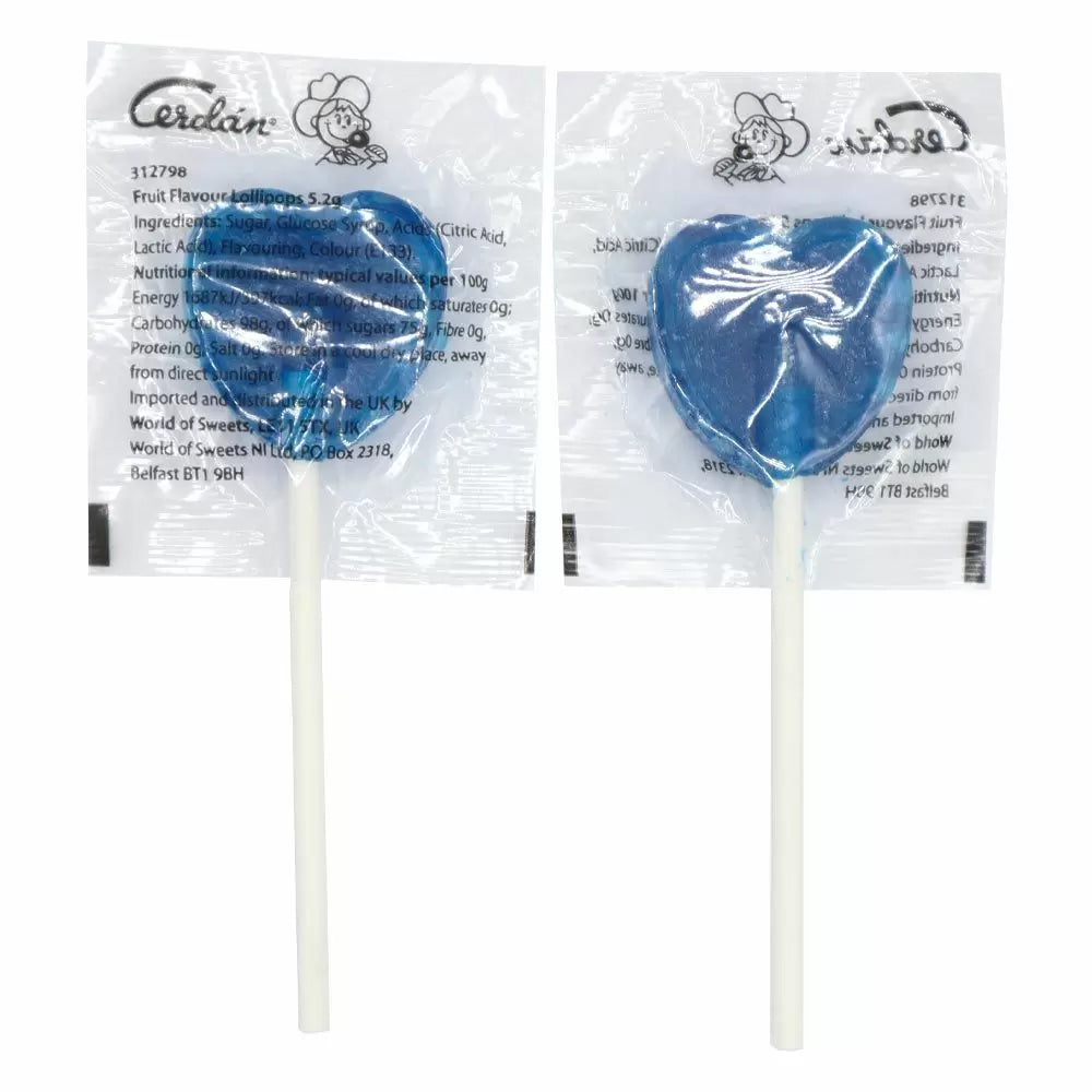 Blue Raspberry Flavour Heart 200 Lollipops - WingsMart