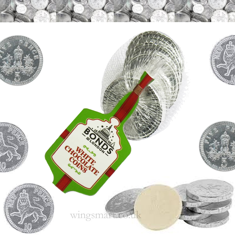 Bonds Net Of White Chocolate Silver Coins 60g (Pack of 64)