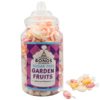 Sugar Free GARDEN FRUITS Bonds Sweets Jar Diabetics Lite Wrapped Boiled Sweet 2kg