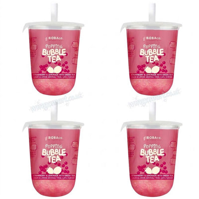 The Boba Co Popping Bubble Tea Strawberry & Lemonade 330ml (4, 8 & 12 Packs)