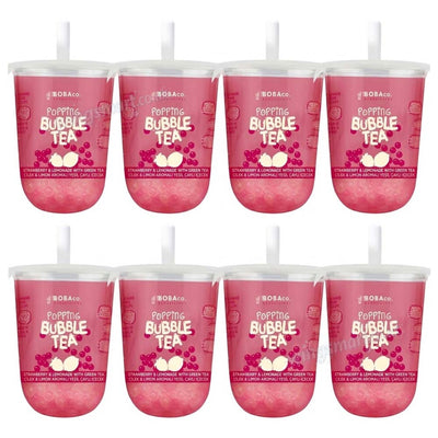 The Boba Co Popping Bubble Tea Strawberry & Lemonade 330ml (4, 8 & 12 Packs)