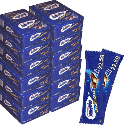 Milky Way Crispy Rolls Chocolate Bar 22.5g – Bulk Pack of 12 Full Boxes (Total 288 Bars)