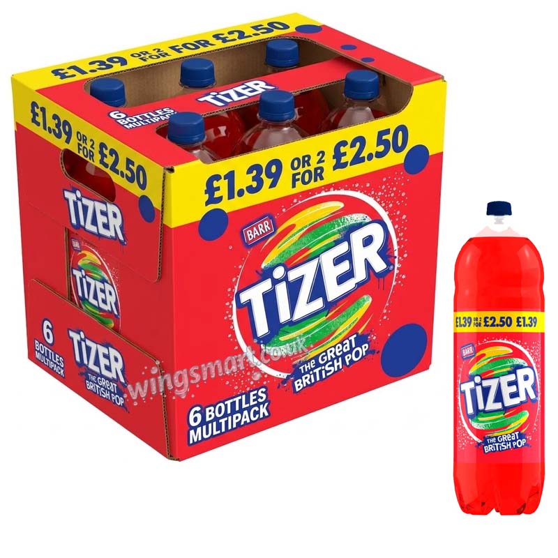 BARR Tizer Soft Drink 2L Bottles Pack of 6 Full Box