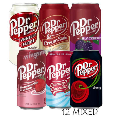 Dr Pepper Mixed Variety Pack – 12 x 355ml Cans | Cherry, Cream Soda, Vanilla Float & More