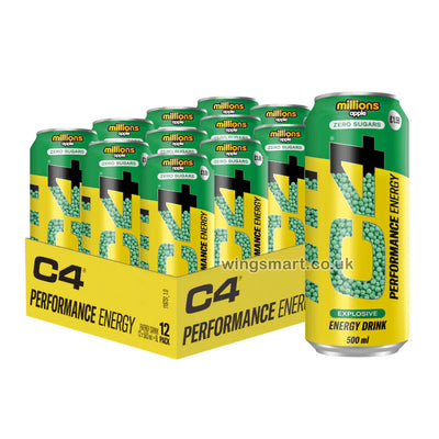 C4 Performance Energy Millions Apple Explosive Energy Drink 12 x 500ml Cans