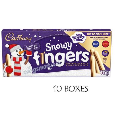Cadbury Fingers Snowy Milk & White Chocolate Biscuits 115g (10 or 20 Packs)