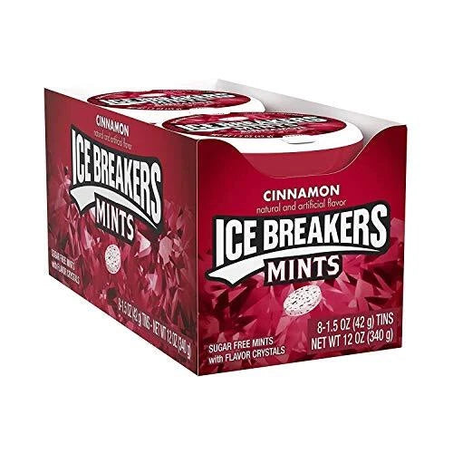 Ice Breakers Sugar Free Cinnamon Mints Candy 42g – 8 Tins Pack