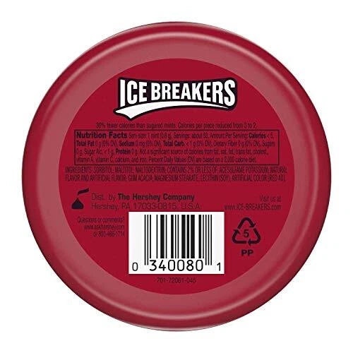 Ice Breakers Sugar Free Cinnamon Mints Candy 42g – 8 Tins Pack
