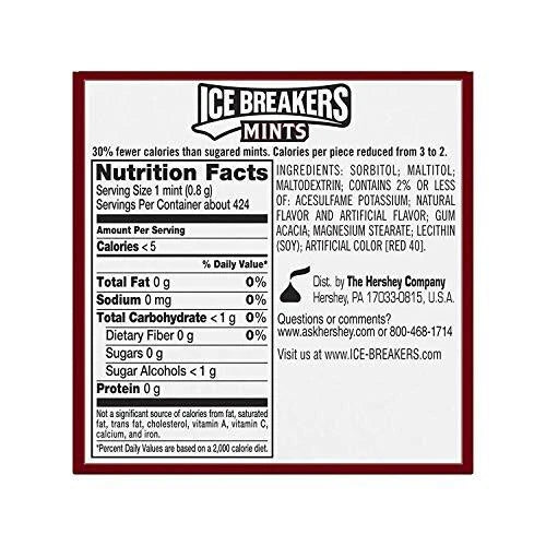Ice Breakers Sugar Free Cinnamon Mints Candy 42g – 8 Tins Pack