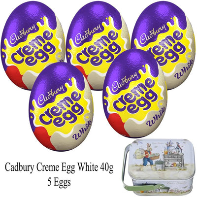 Easter Cadbury Creme Egg White 40g – Pack of 5 with Gift Tin