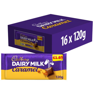 Cadbury Dairy Milk Caramel Chocolate Bar 120g PMP (Box of 16)