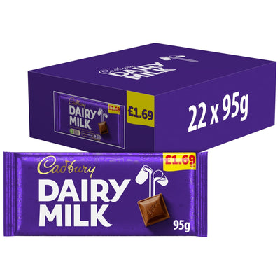 Cadbury Dairy Milk Chocolate Bar 95g PMP (Box of 22)