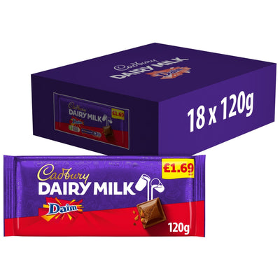 Cadbury Dairy Milk Daim Bar 120g PMP (Box of 18)