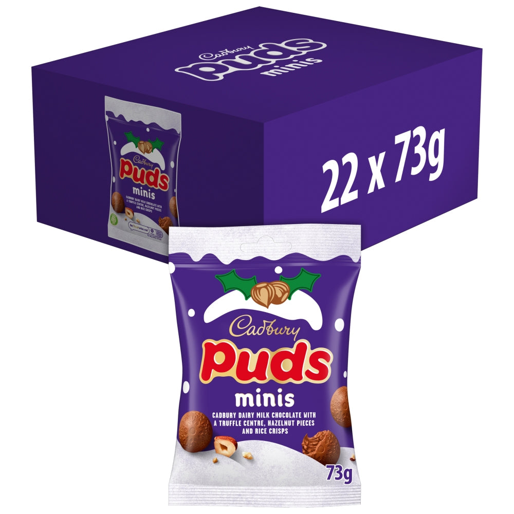 Cadbury Dairy Milk Chocolate Mini Puds – 73g Bag (Pack of 22)