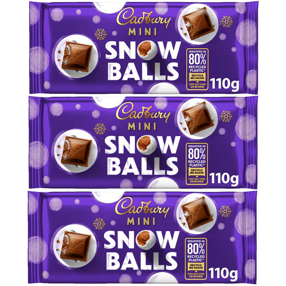 Cadbury Mini Snowballs Chocolate Bar 110g (3 Packs)