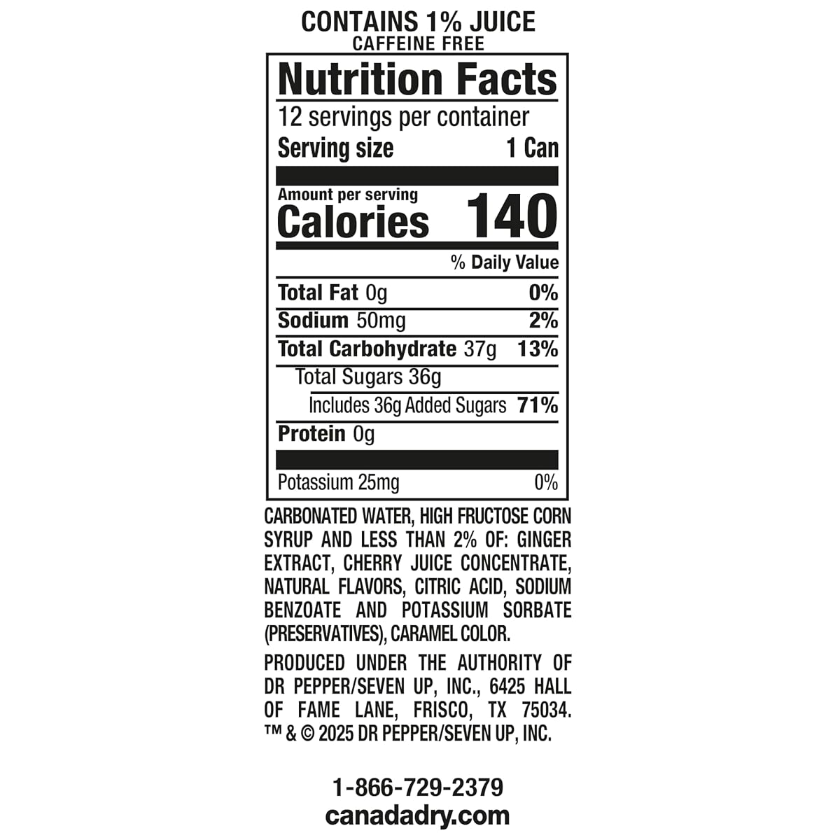 Canada Dry Fruit Splash Cherry Ginger Ale 355ml Cans (Pack of 12)