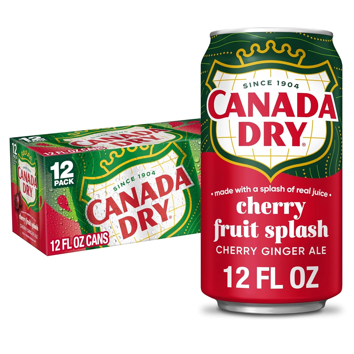 Canada Dry Fruit Splash Cherry Ginger Ale 355ml Cans (Pack of 12)