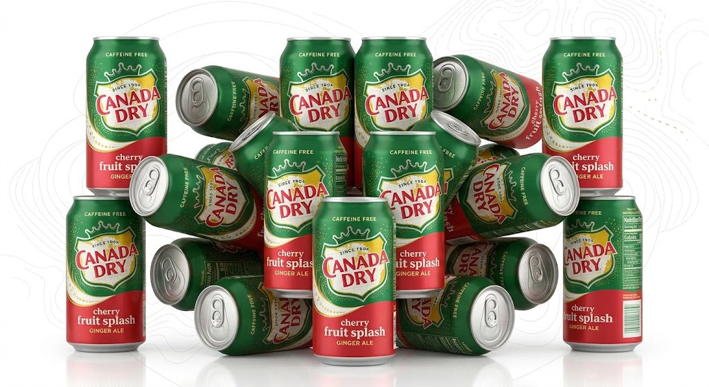 Canada Dry Fruit Splash Cherry Ginger Ale 355ml Cans (Pack of 12)