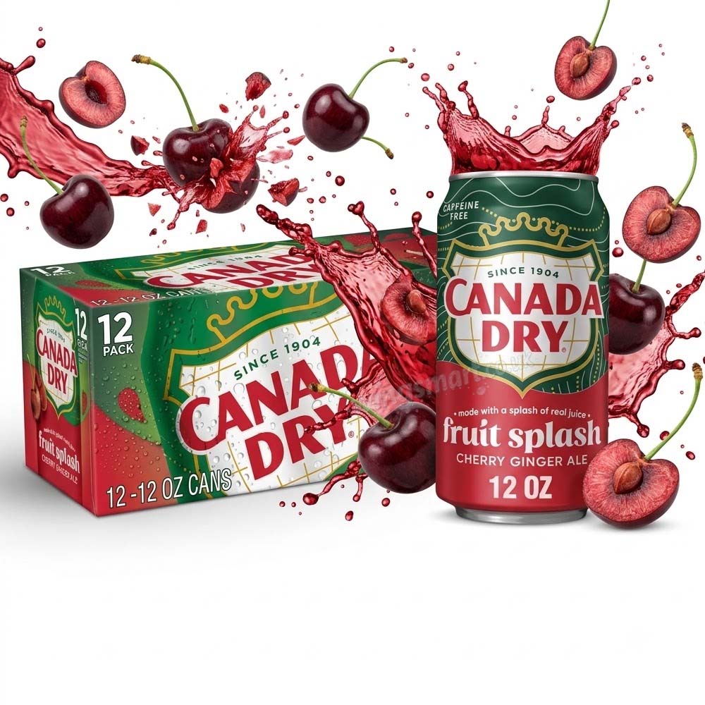Canada Dry Fruit Splash Cherry Ginger Ale 355ml Cans (Pack of 12)